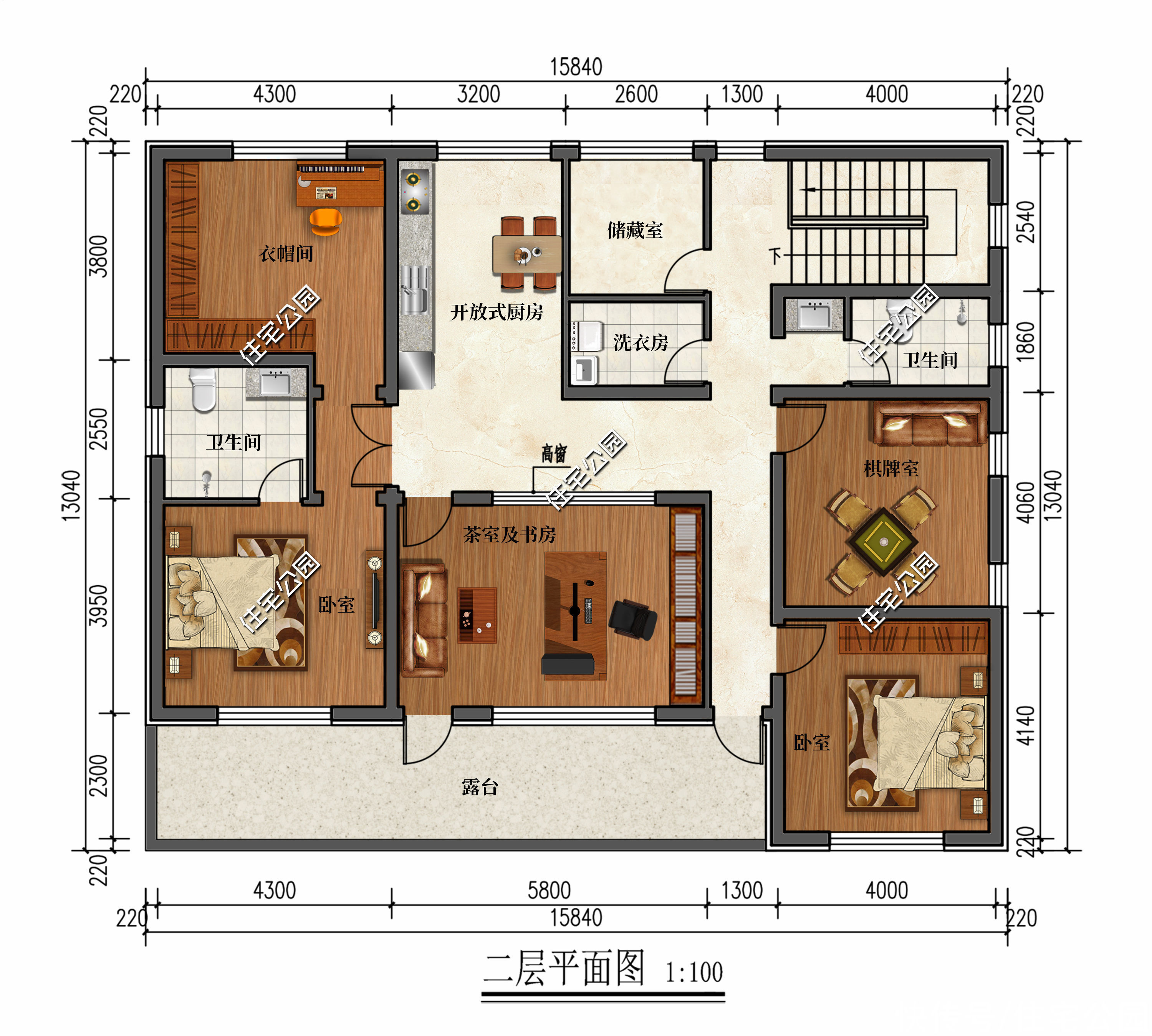 别墅|15×13米二层新中式别墅，双厨房设计，楼上楼下都能做饭