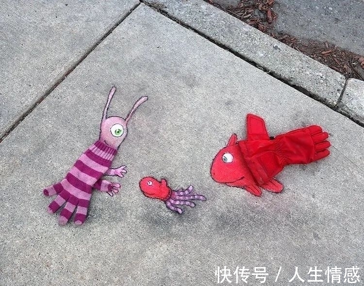 幸福的生活#可可爱爱的3D粉笔画,让无聊的街头变得妙趣横生,把路人都萌翻了