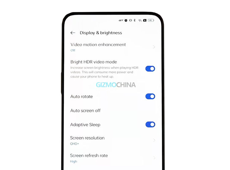 gizmochinrealme真我GT2 Pro正面曝光，有2K分辨率和屏下摄像头