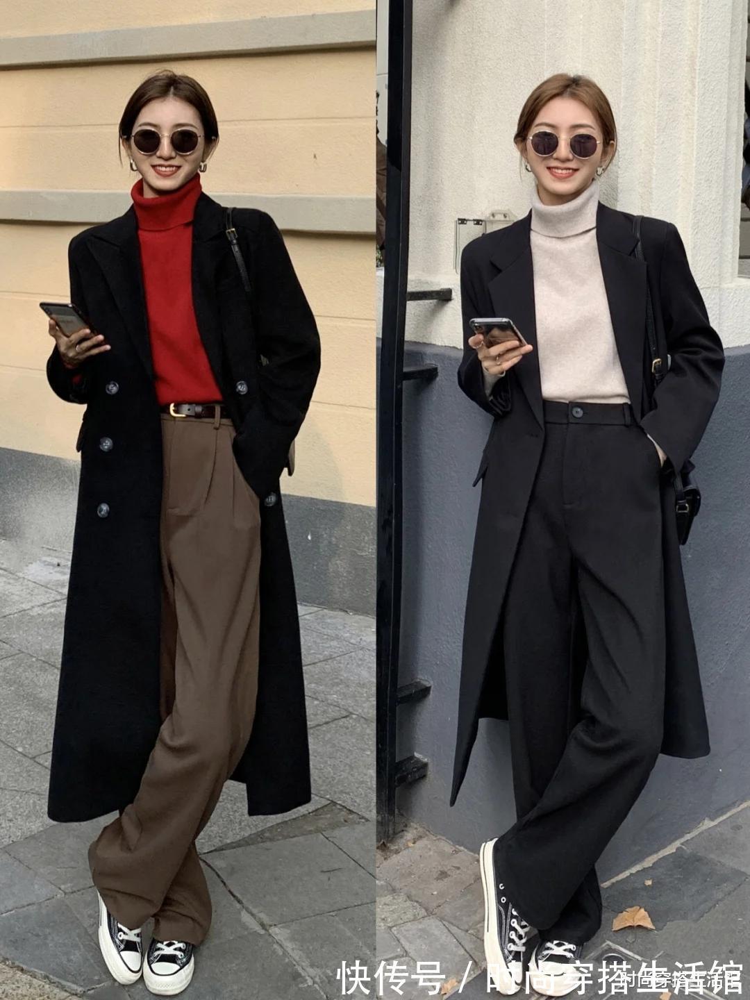 黑大衣|一件黑大衣=N种搭配,可盐可甜,又美又飒,冬天这样穿更美