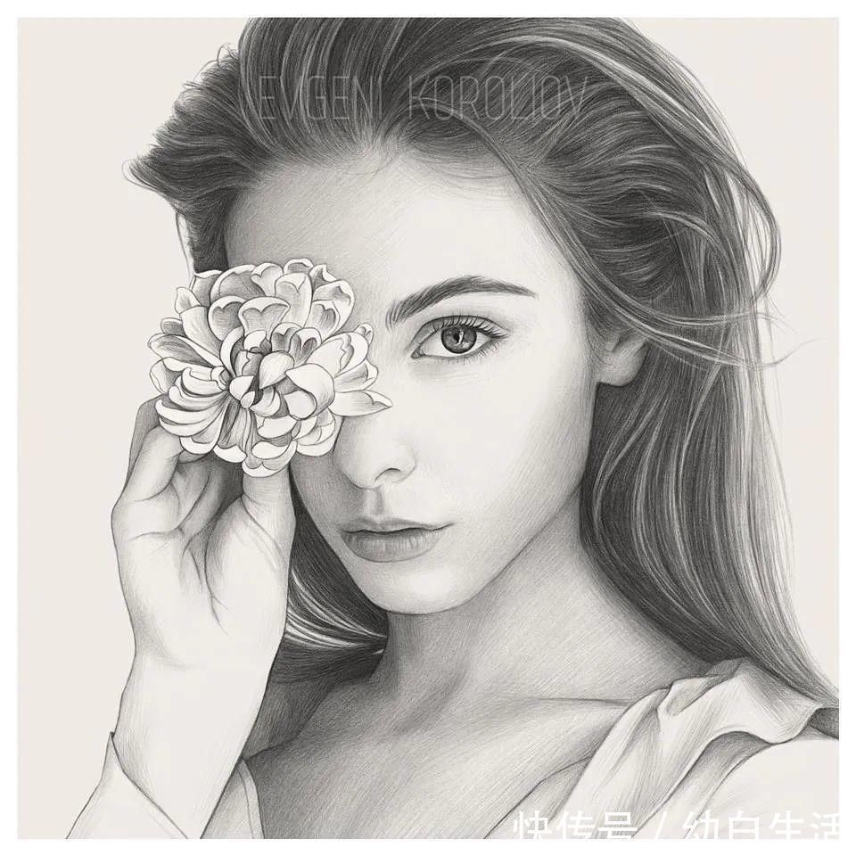 手绘$总被怼素描画得像头盔,瞧她用自动铅笔画,笔笔都是功力,厉害了!