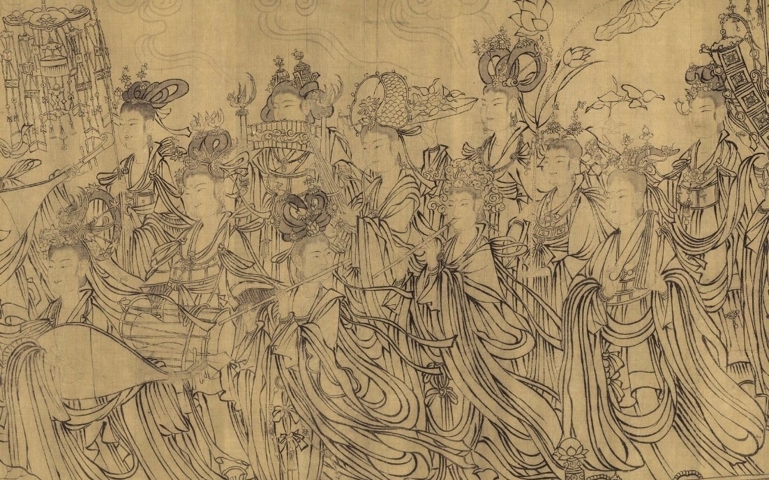 朝元仙仗图#满墙风动的众神,白描人物画范本——武宗元《朝元仙仗图》