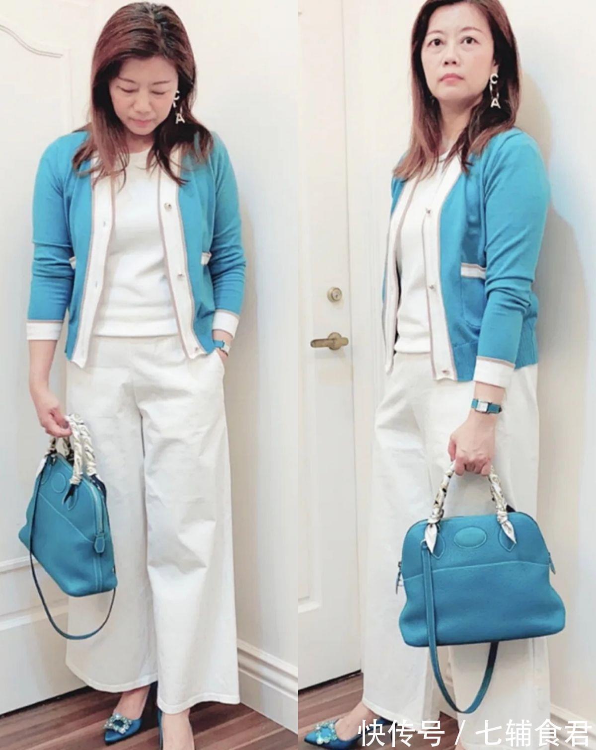 白裤子 这才是50岁微胖女人该有的打扮,白裤子“一衣多穿”,简约而高级