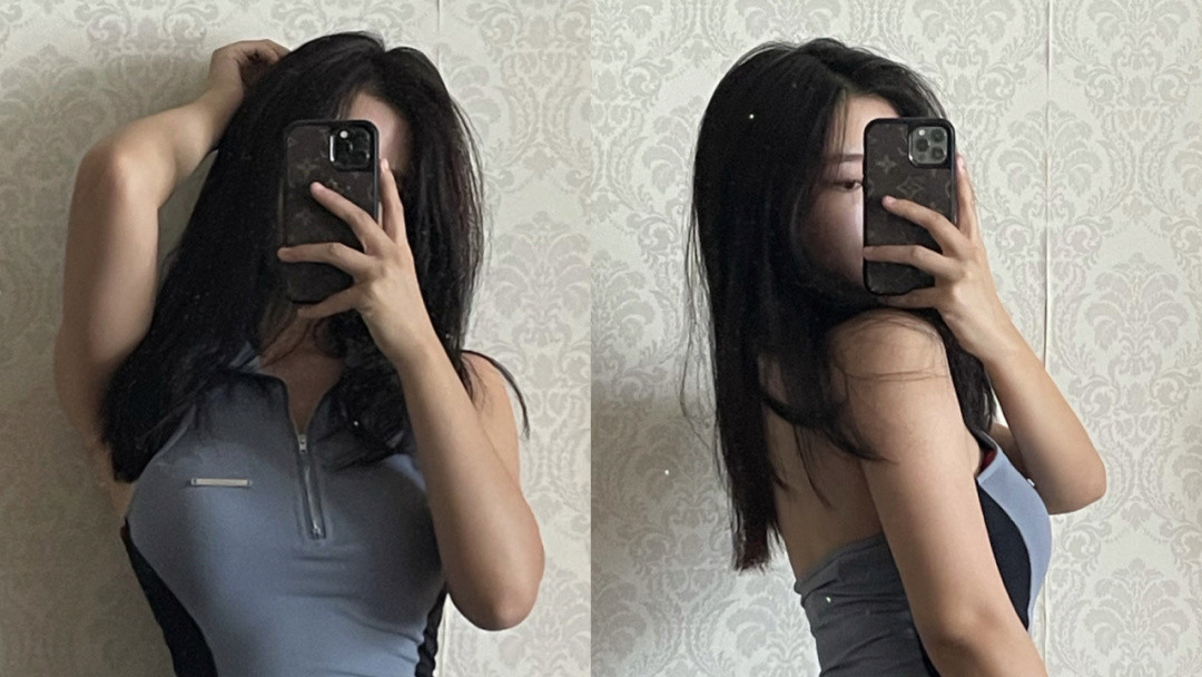 女人味|娇艳惊人小姐姐, 一袭淡蓝短裙, 满满的女人味