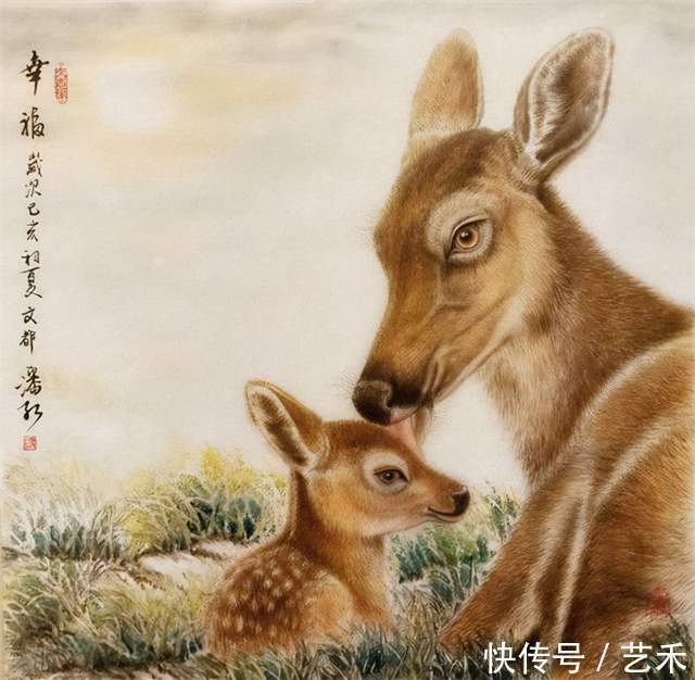 画家!画家潘红以情画鹿以心画鹿献礼建党百年