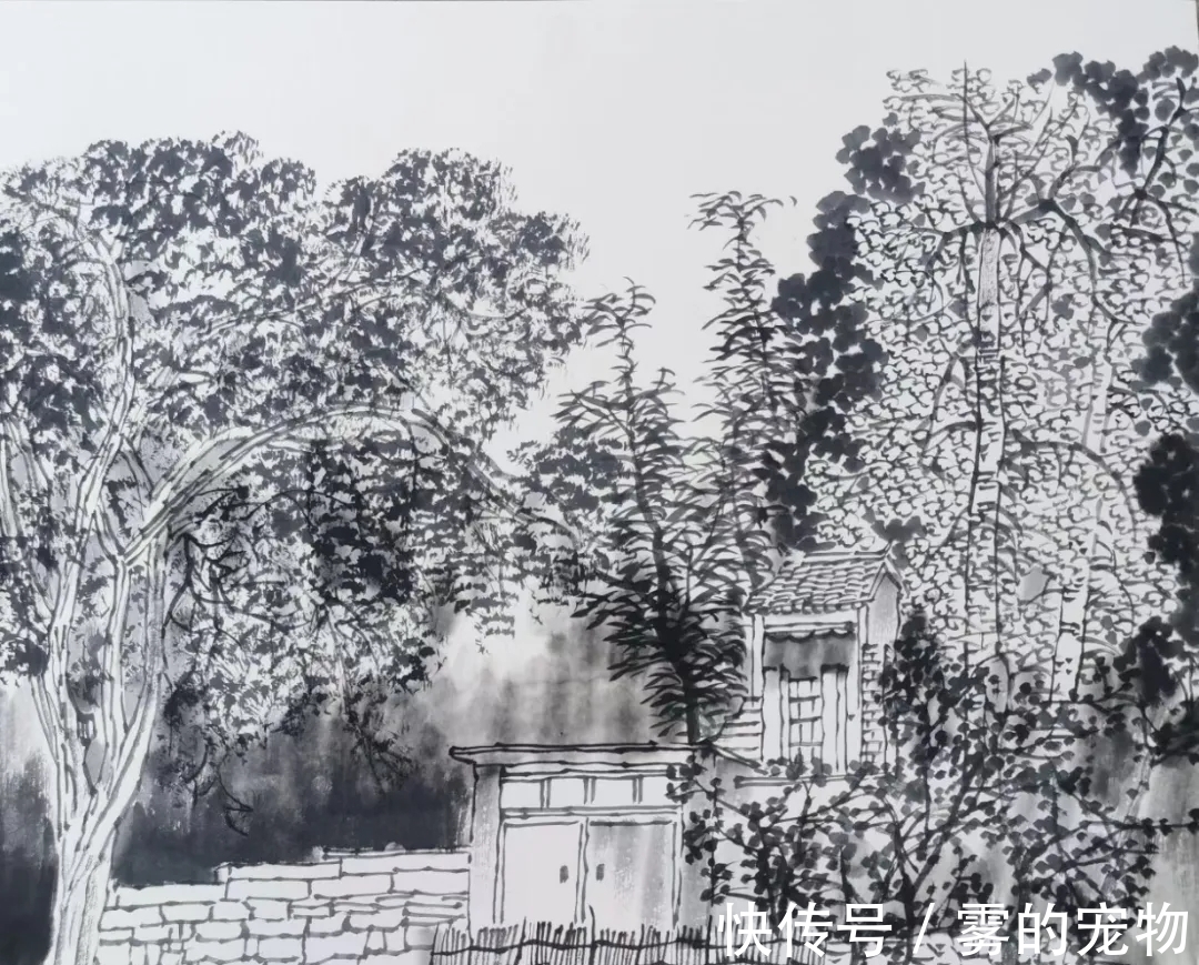 满维起#中国水墨画院|清幽静雅,满维起水墨写生