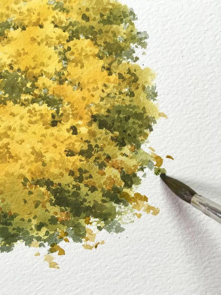  树叶|点、点、点，水彩画树就是这么简单！