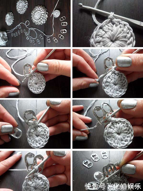 在易拉罐拉环上编织，钩成的包包耐看耐用！DIY变废为宝附教程