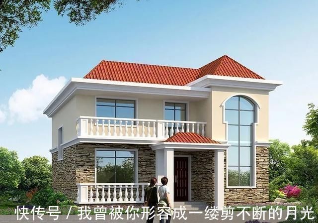 浅黄色|宽11米左右的农村别墅,八角窗、飘窗和落地窗,样样不落