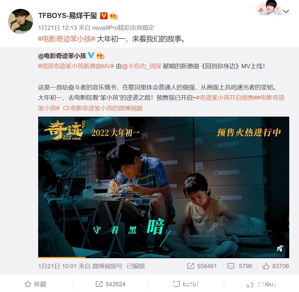 《水门桥》首日预售过亿,易烊千玺有望超徐峥,累计票房进入前十