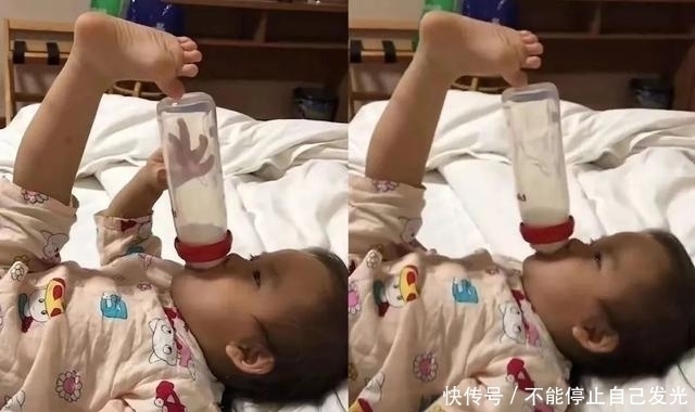 吃奶|“脚扶奶瓶”的喝奶宝宝火了,开发奇葩吃奶姿势,网友骨骼清奇