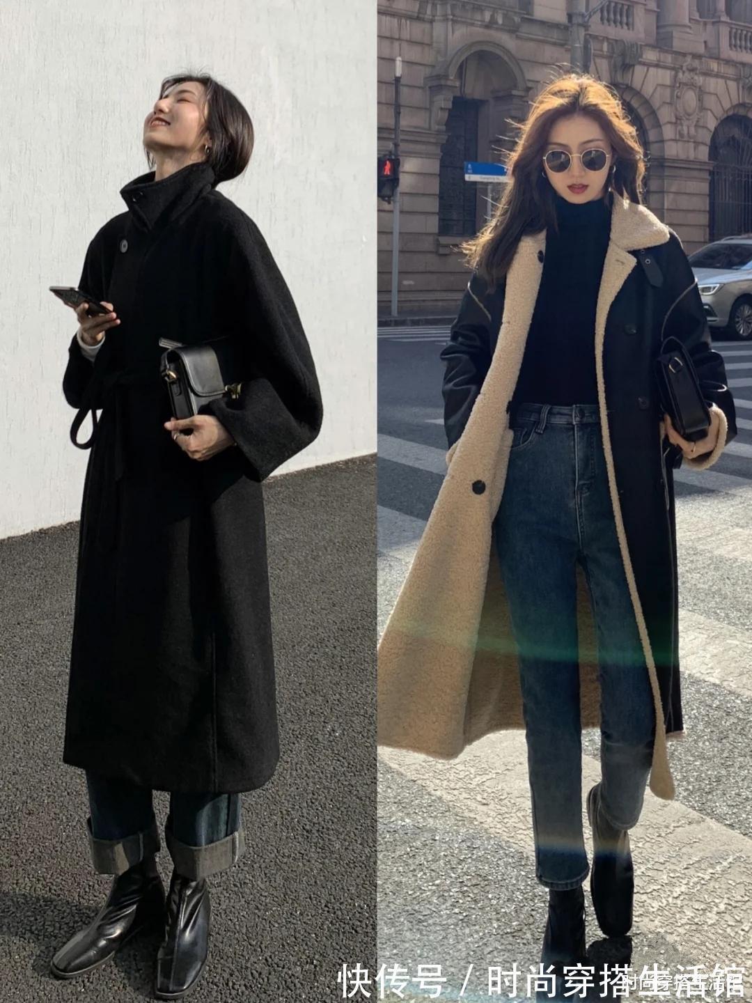 黑大衣|一件黑大衣=N种搭配,可盐可甜,又美又飒,冬天这样穿更美