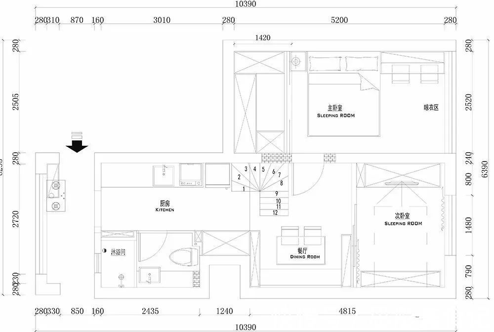 改造|夫妻买下48㎡带阁楼二手房,装出3室1厅+书房,5口之家太幸福了!