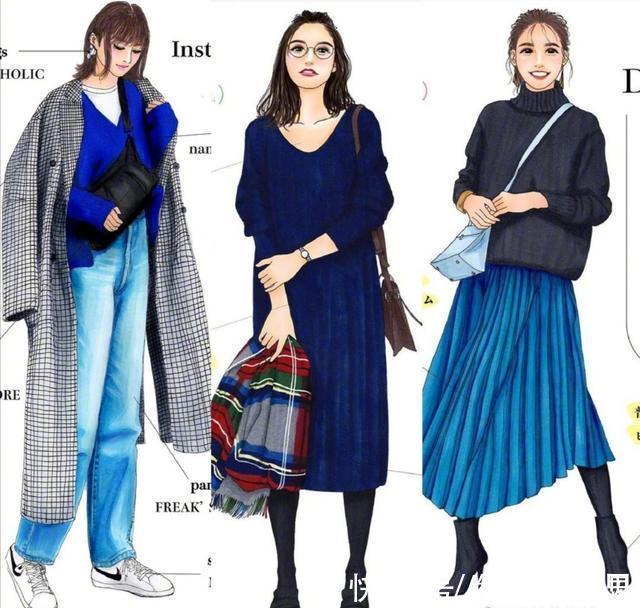 秋冬|日本插画师秋冬手绘穿搭,时髦又实用,每一套都是穿搭范本