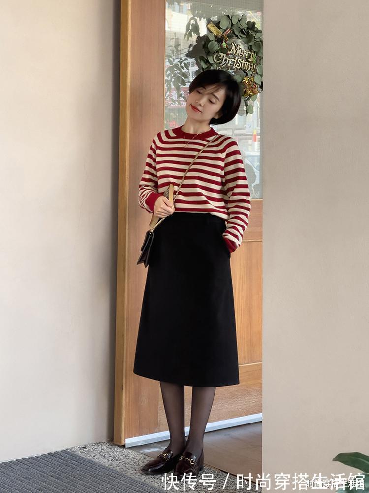 tips|降温了,被这位小姐姐穿搭圈粉了,毛衣这样穿时髦保暖又显瘦