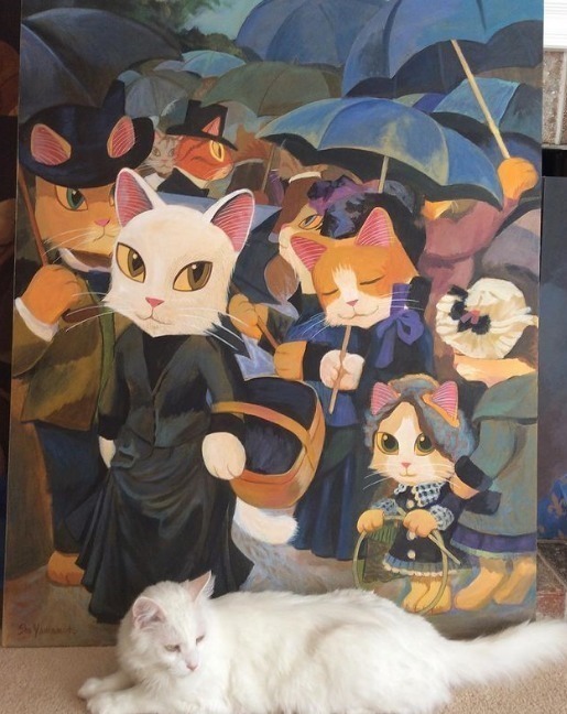 猫咪#艺术家笔下的猫咪“入侵”世界名画，萌到让人尖叫！