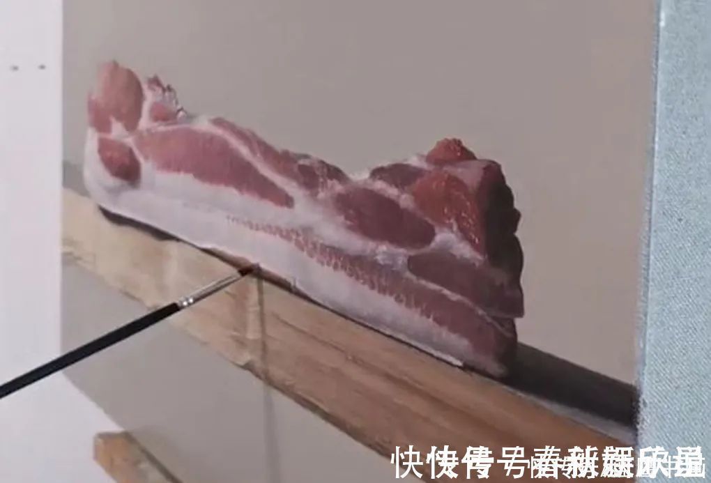 素材|油画家以猪肉为素材,创作了一幅绘画作品,惊艳了很多人