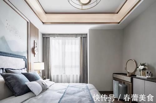 烟灰蓝|125㎡装出不一样的中式，烟灰蓝的加入更清爽，这种美看不腻