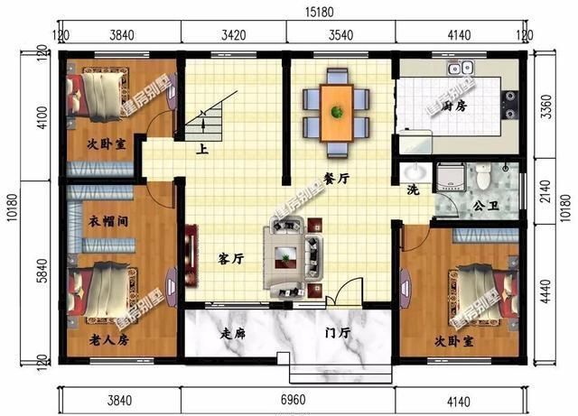 户型|宽15米多的二层农村别墅，第一栋带土灶，第二栋有8个卧室