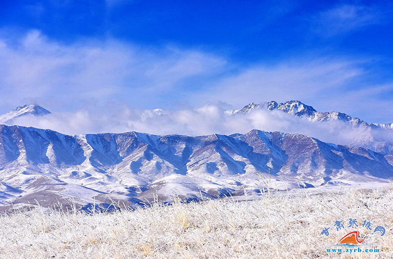 后初|肃南：博雅塔拉雪后初霁蓝天白云美如画