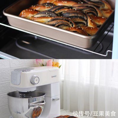 黑芝麻酱|一次发酵??香浓黑芝麻扭扭面包｜好吃又简单