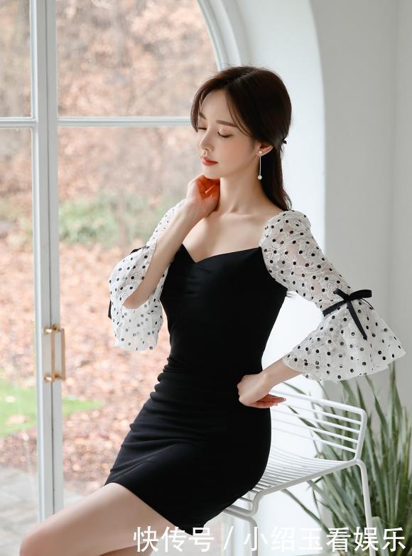 女人味|孙允珠黑色抹胸包臀裙,性感中凸显女人味