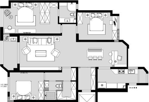 户型|极致的灰白色调，打造130㎡简约风住宅，看完就想直接入住