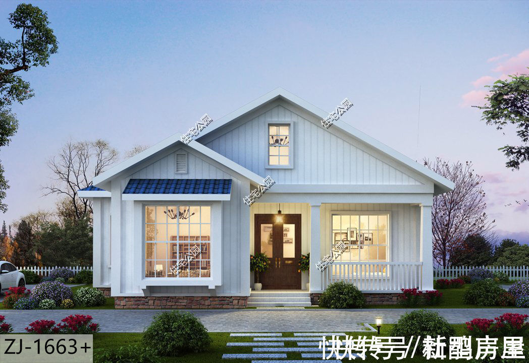 马头墙|别拿一层不当别墅!4套一层户型图纸,农村养老房的最佳选择