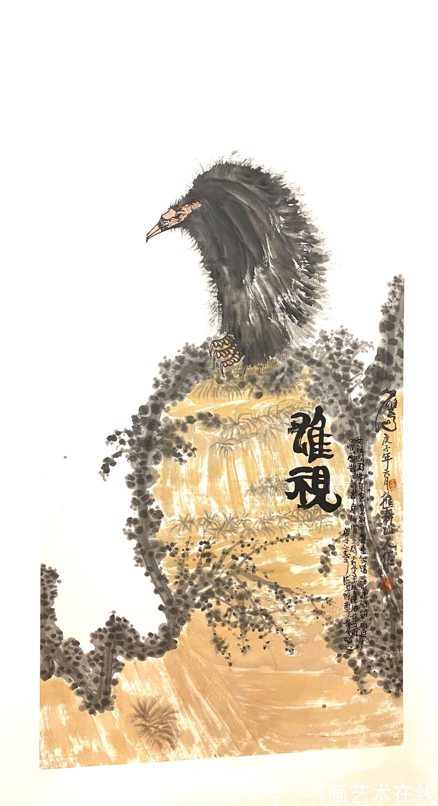 爱德华|笔下雄鹰俊，翼展能冲天——国画家、画鹰大家、指墨画艺术大师朱祖国