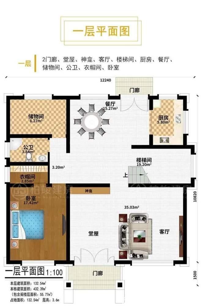 农村|带堂屋的三层农村别墅，占地12X12米，欧式设计太赞了