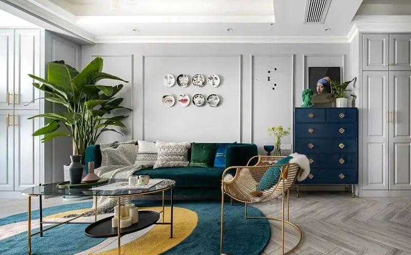 墨绿色|100平混搭新房案例,简约高级灰设计,腔调满满!