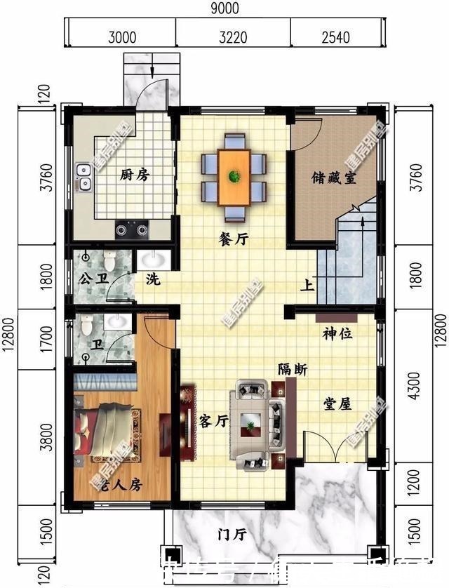 别墅|宽9-10米间的两层自建房,第一栋带堂屋,主体造价23万!
