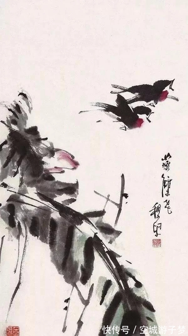 写意花鸟画@寥寥几笔好传神,莫把繁枝扰性灵|黄稷堂大写意花鸟
