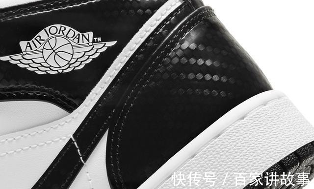 logo 碳纤维纹理鞋身！黑白Air Jordan 1 Mid官图释出！