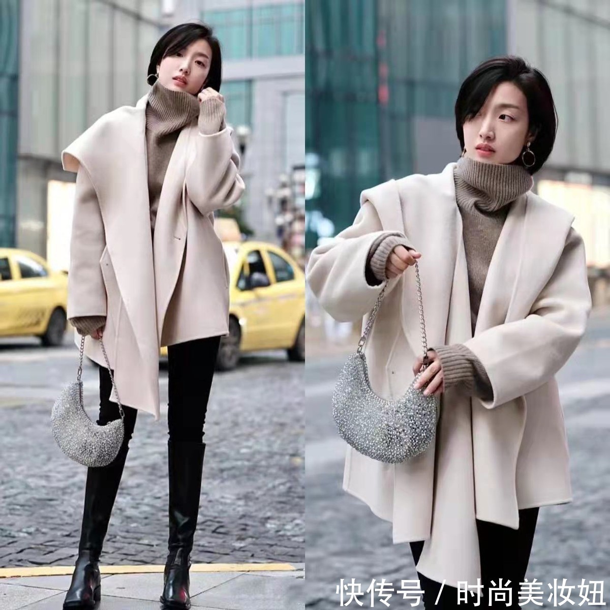大衣|短款大衣才是小个子冬季必备,“上短下长”洋气显高,太好看了
