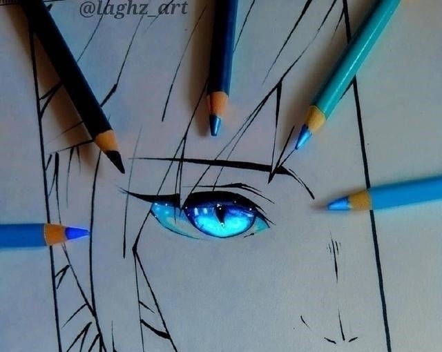 富冈义勇|绘画大佬笔下的《鬼灭之刃》,普通彩铅绘制的眼睛,仿佛开了特效