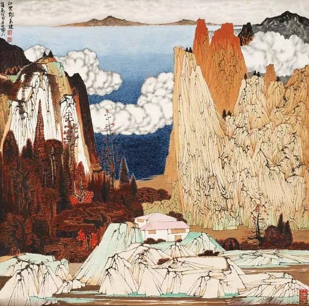 山水画$“江南鬼才”笔下的工笔山水画,色彩丰富,太震撼了!