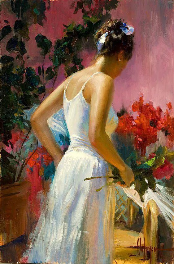 ·沃利戈夫|弗拉基米尔·沃利戈夫 的笔下，夏日繁花，娇媚女子，岁月静好