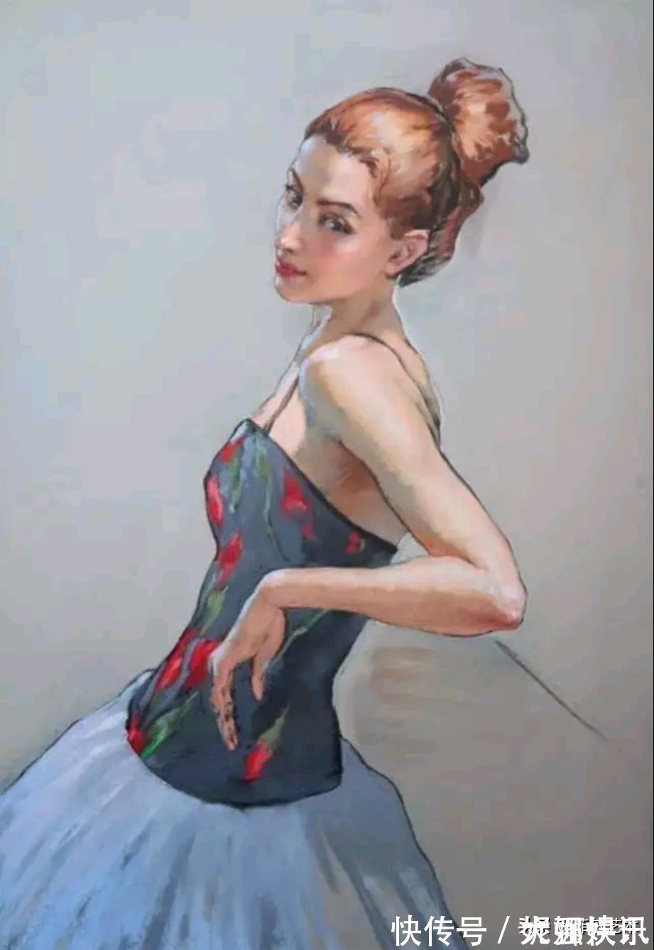 女画家$乌克兰女画家色粉画作品,跳舞的姑娘可真美