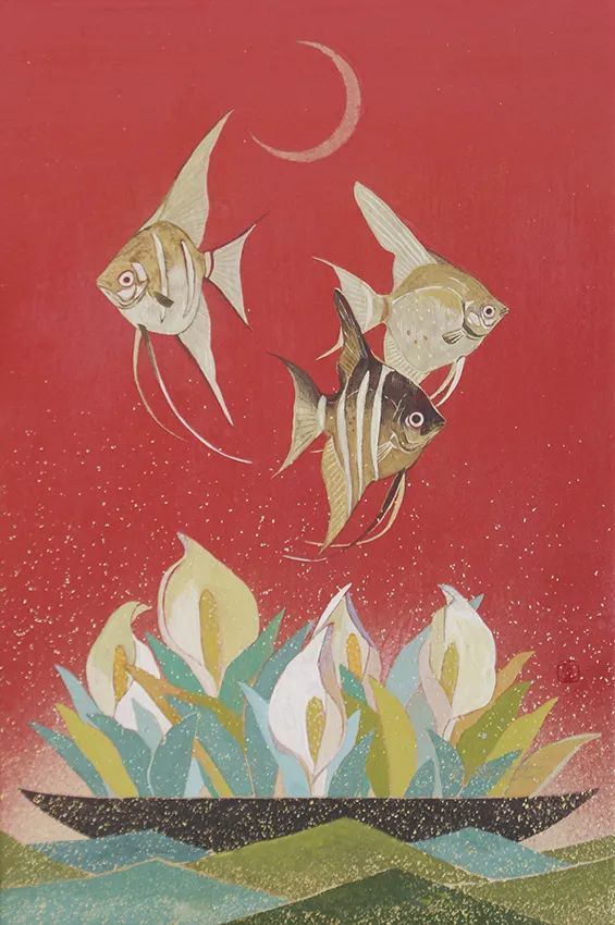 画家#这位日本画家的画有一种静谧的精致感,唤起一种沉思、空灵的感觉