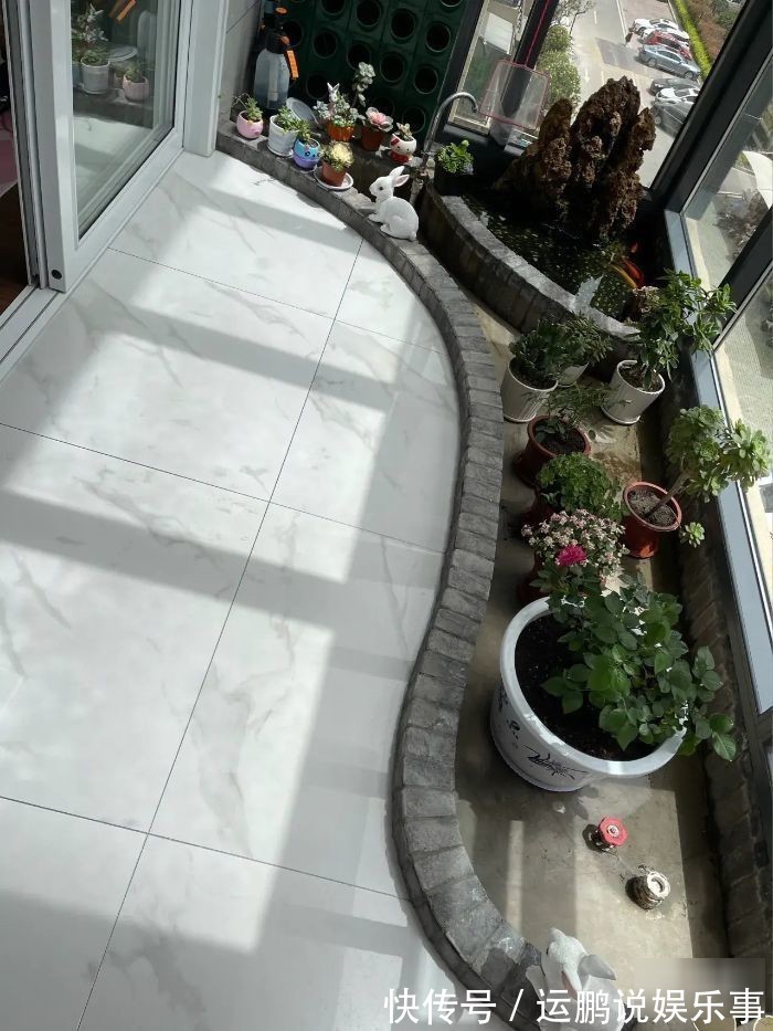 住高层这么干,阳台窗前20公分,用红砖围一圈水池,养鱼种花都好