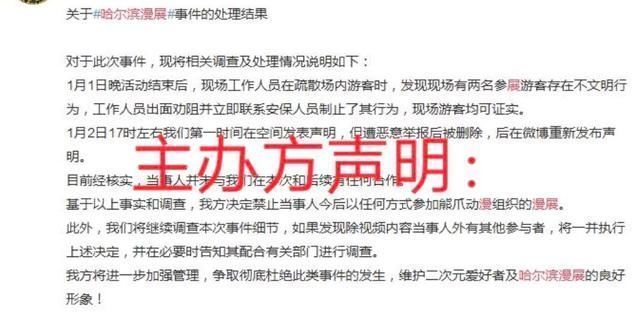 不雅|主办方发布声明,“不雅”行为与漫展无关,事主最严重可能被拘留