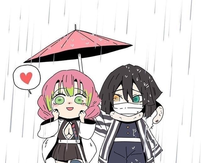 伊黑小芭内|《鬼灭之刃》角色与下雨天,蛇柱和恋柱秀恩爱,富冈义勇被讨厌了