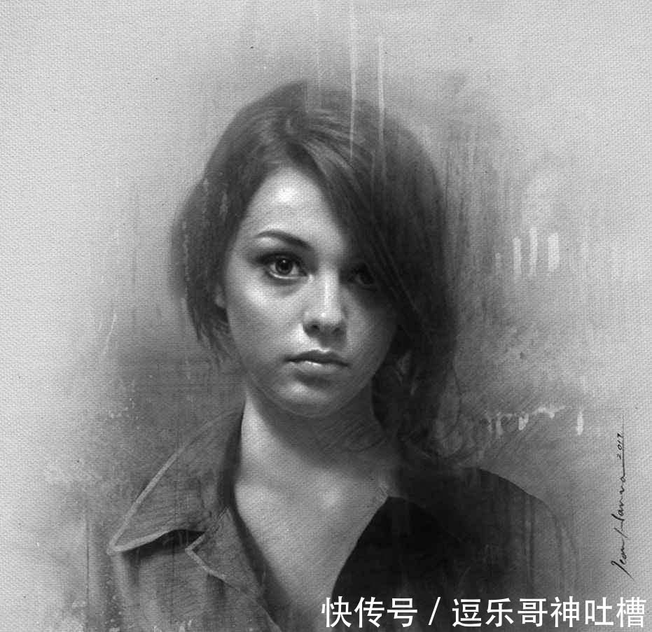绘画本!想不到蜡笔头也能画出如此惊艳的作品——叙利亚画家汉拿的肖像画