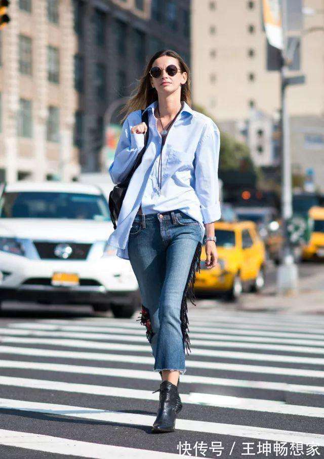 手臂 比起常规款衬衫,这件宽松款可时髦太多了,还是修饰身材的好搭档