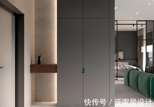 客厅|65㎡精致一居室公寓，灰色调高级到爆炸