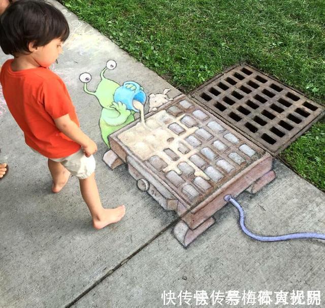 密歇根州!他用粉笔在街边“乱涂乱画”,吸引了百万粉丝,网友:能多来点吗