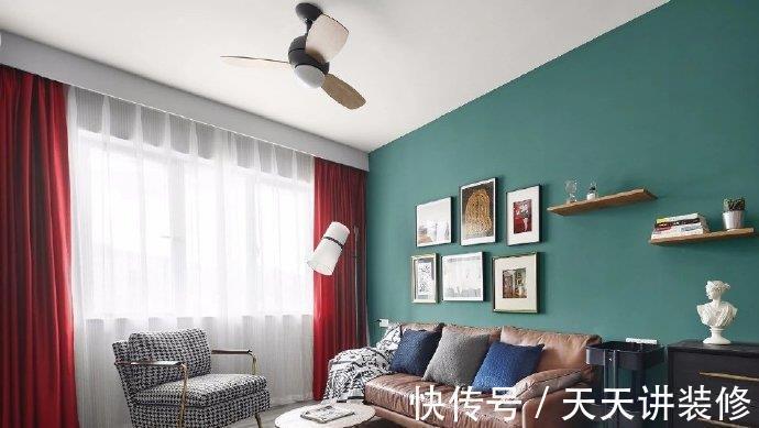 小户型|50平米小户型,既有两居室,还宽敞舒适不拥挤,背景墙颜色超漂亮
