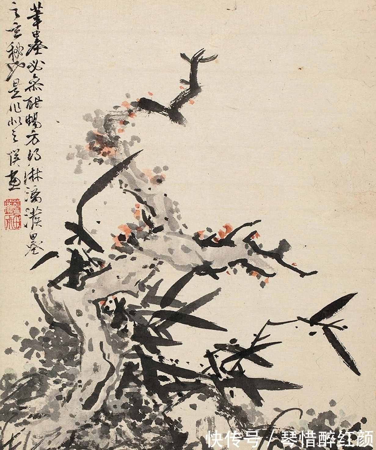 蓝瑛&蓝瑛12张《兰竹石图》,花鸟画最经典的课徒稿