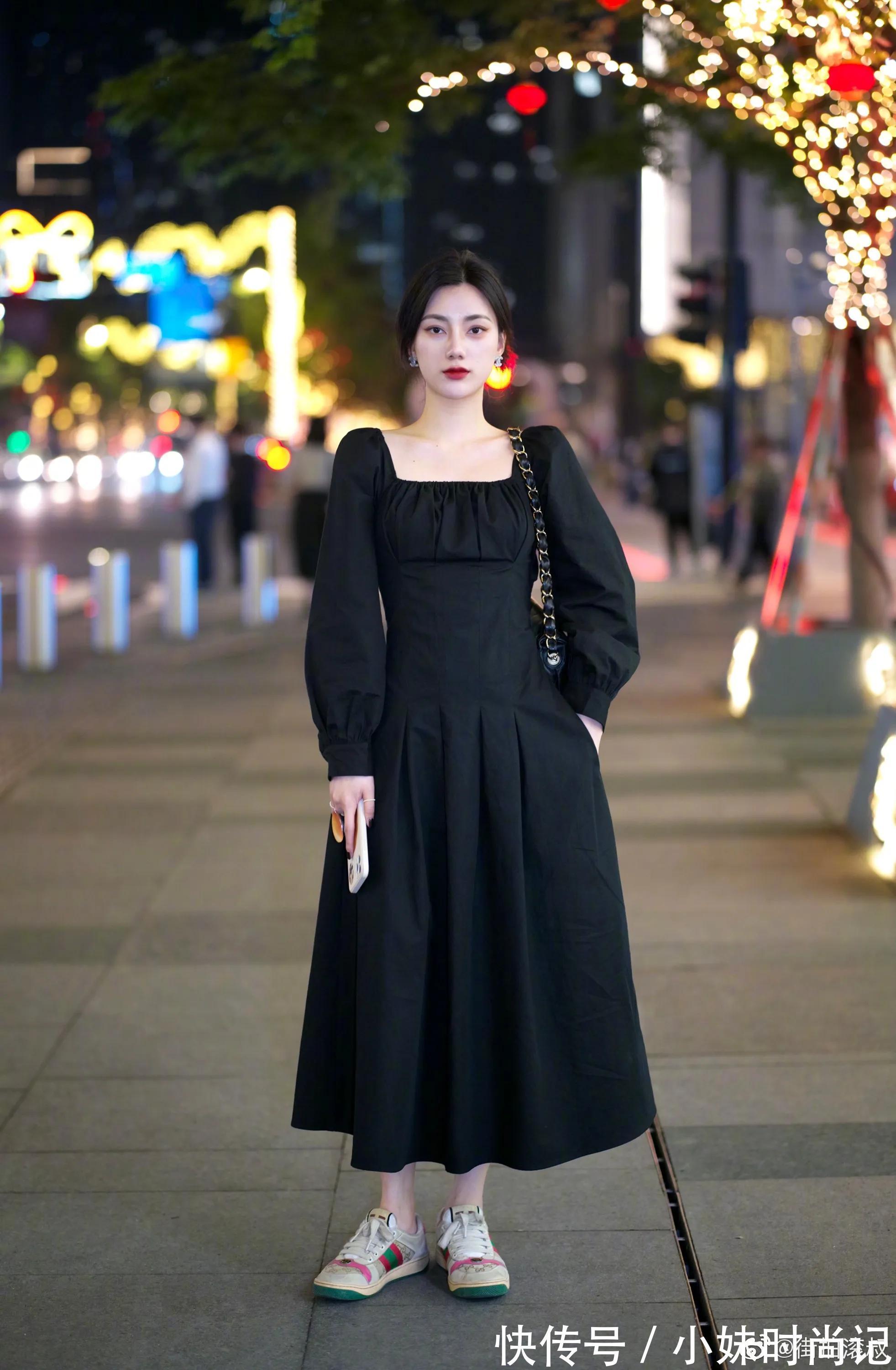 范儿|6套黑色方领连衣裙 打造复古优雅女神范儿